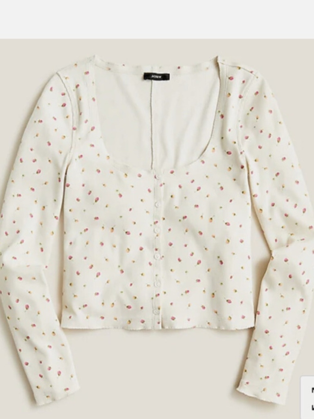 J. Crew Cream Floral-Print Long Sleeve Scoop Cardigan In Rosebud Print